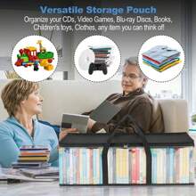 1PC Storage Bags Home DVD Storage Bag Media Organizer Bag DVD, Clear Plastic Bag For Easy Carrying Handle - Black - View 5