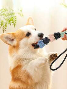 Dog Chew Toy That Can'T Be Chewed, Grinding Rod For Puppies, Border Collies, Golden Retrievers, With Durable Bone-Shaped Rope - Black - View 3