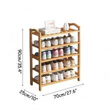 1入組杏色diy手工竹簡約五層鞋架,適用於家庭收納鞋子 - 杏色 - 查看 3