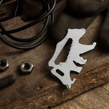 1件創意設計戶外熊形背包多功能工具,鑰匙掛飾,多功能修理工具卡瓶開器 - 白色 - 查看 3