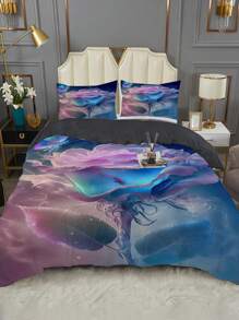 3 Rose Butterfly Duvet Set (1 * Duvet Set +2 * Pillowcase, No Core), Butterfly Bedding Set, Suitable For Home Bedroom - Multicolor - View 1