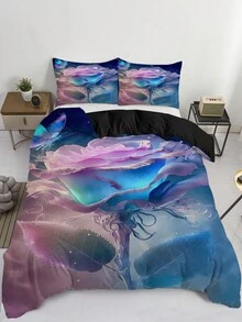 3 Rose Butterfly Duvet Set (1 * Duvet Set +2 * Pillowcase, No Core), Butterfly Bedding Set, Suitable For Home Bedroom - Multicolor - View 5