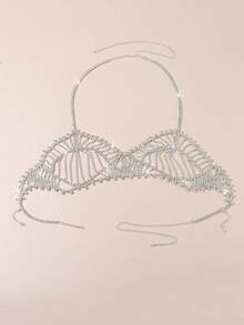 1入性感時尚鑽石三角泳衣胸鏈腰鏈 - 白色 - 查看 4