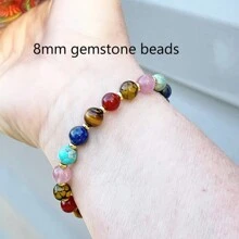 1入組8mm多色天然石珠手鍊,用於保護能量、淨化和吸收負能量,水晶手鍊 - 彩色 - 查看 2
