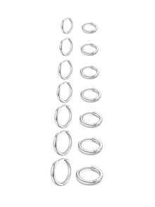 1 對 2.5 毫米細線不鏽鋼圈形耳環,簡約時尚耳環 - 銀色 - 查看 4