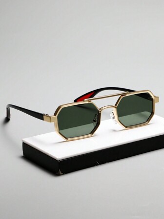 1 Pair Unisex Metal Geometric Frame Small/Medium Size Casual Fashionable Fashion Glasses Festival Shades For Summer Beach Vacation,Outdoor,Travel