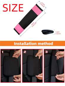 1pc Car Seat Belt Shoulder Pad Cover, Pu Leather Sport Inspired Design, Interior Accessory - Pink - View 4