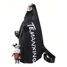 Mochila Hombre Dama Pecho Bolso Cruzada Bandolera Morral Tela Oxford Impermeable Escolares Multifunción Casual Moda Deportes Pareja Bolsa Para Móvil - Negro - Ver 1