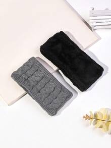 2pcs Women's Thick Knitted Headbands With Crossed Design, Retro Street Style, Wide Brim & Double-Layered For Warmth, Suitable For Daily Wear And Outdoor Activities - Multicolor - View 4