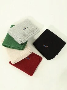 1 件男士休閒純色黑色臘腸狗設計仿毛簡約風格保暖圍巾適合日常秋冬穿著 - 黑色 - 查看 6