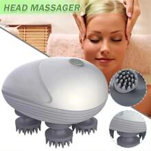 迷你多功能電動可充電按摩器,適用於頭部、頸部、身體與寵物,電動章魚形矽膠頭可用於頭皮按摩 - 銀色 - 查看 2