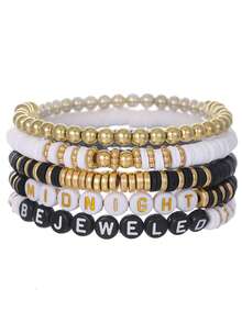 靈感手鍊波西米亞分層手鍊套裝友誼手鍊適合女士女孩的珠寶禮物 - 黑色 - 查看 5