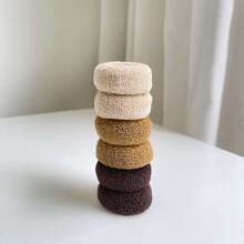 6入組/套高彈性粗卷髮圈,附盒,無縫髮帶,女士馬尾綁帶 - 彩色 - 查看 6