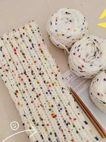 50克/毛球，4股彩色莫哈爾混紡冰島針織毛線，適用於手工編織毛衣、圍巾等厚線DIY編織（註：不包括鉤針） - 紅白色 - 查看 1