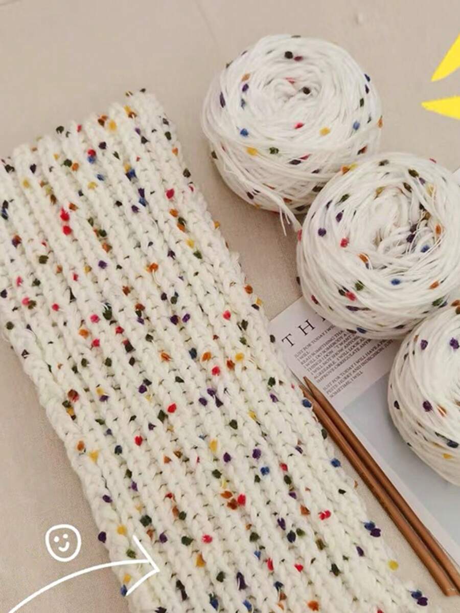 50克/毛球，4股彩色莫哈爾混紡冰島針織毛線，適用於手工編織毛衣、圍巾等厚線DIY編織（註：不包括鉤針） - 紅白色 - 查看 1