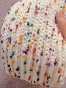 50克/毛球，4股彩色莫哈爾混紡冰島針織毛線，適用於手工編織毛衣、圍巾等厚線DIY編織（註：不包括鉤針） - 紅白色 - 查看 2