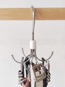 1pc Household Convenient Rotating Hook With 6 Claws Made Of Stainless Steel For Storage Of Clothes, Hats, Etc. - Silver - View 1