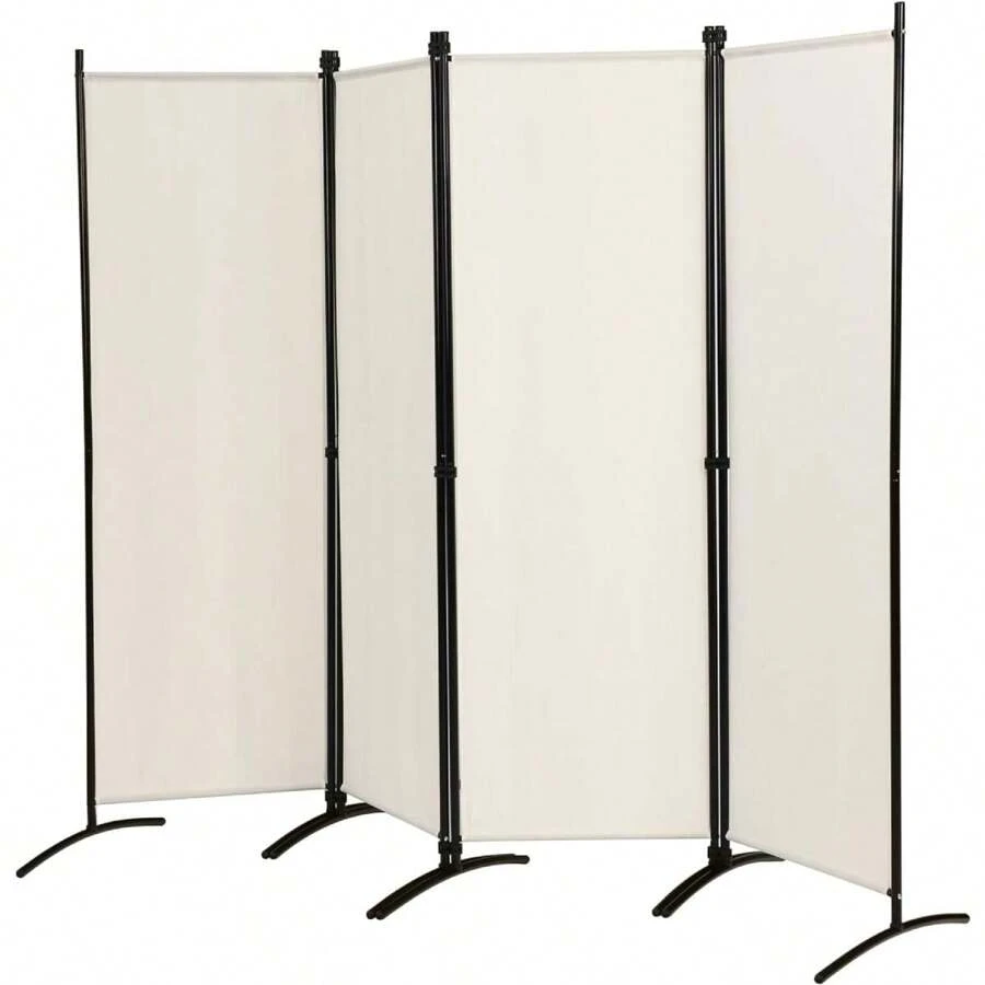 4-Part Room Divider, 173 Cm High Folding Screen With Metal Frame, Folding Privacy Screen For Living Room, Bedroom & Office