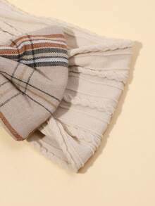 2入組跨境時尚格紋布腰包頭帶,彈性尼龍製造,柔軟舒適,蝴蝶結設計 - 彩色 - 查看 4