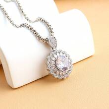 1pc Copper Luxury Fashionable Personalized Big Teardrop Shaped Pendant Sweater Chain For Women, Festival Gift - Multicolor - View 7