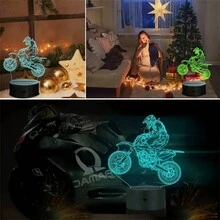 Motorcycle 3d Night Light, Touch Control Remote Controlled Black Base Creative 16 Colors Decorative Lamp, Perfect For Bedroom, Vacation Home, Decorative Mood Lighting, Best Gift For Christmas, Birthday, Festival - Black and White - View 7