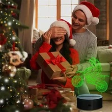 Motorcycle 3d Night Light, Touch Control Remote Controlled Black Base Creative 16 Colors Decorative Lamp, Perfect For Bedroom, Vacation Home, Decorative Mood Lighting, Best Gift For Christmas, Birthday, Festival - Black and White - View 9