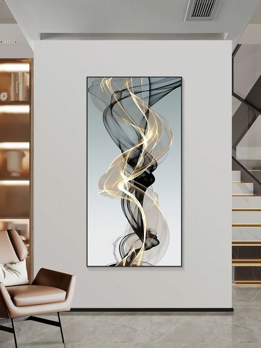 1pc Modern Vintage Multicolored Curved Geometric Living Room Wall Decor Painting - Multicolor - View 1