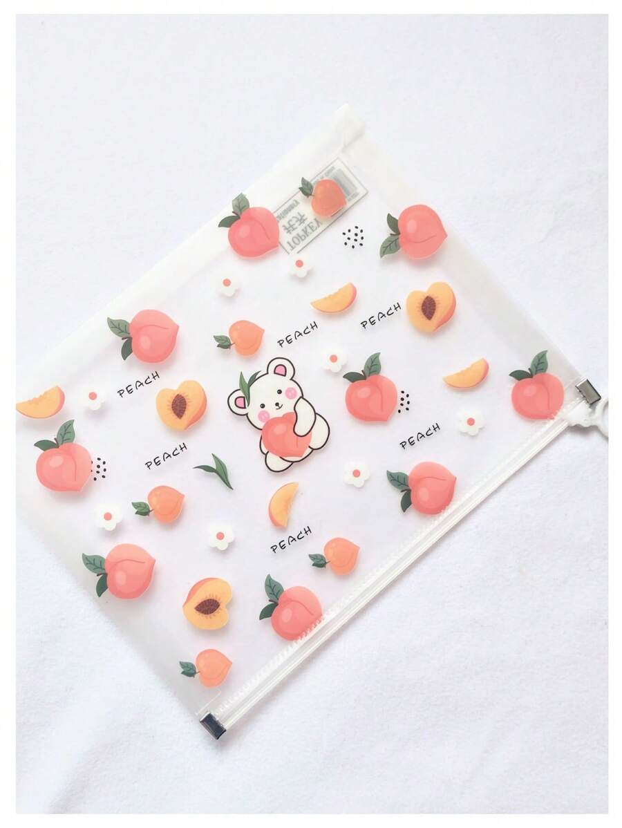 2 piezas Bolsa/ Sobre/ Funda para Hojas Sueltas tamaño Carta A4 y media Carta Archivo con patrón dibujos animados, gran capacidad con cierre para documentos de estudiantes/papeleo de oficina/documentos escolares - Multicolor - Ver 1