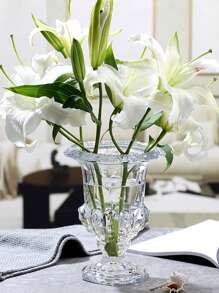 1pc Transparent Glass Flower Vase Gifts Birthday Graduation Home Decor Room Decor Glass Vase