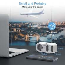 TESSAN Adaptador Enchufe Ingles a Español con Triple Enchufes, Adaptador Enchufe UK Irlanda, Ingles, Escocia, Maldivas, Adaptador Tipo g con 3 Tomas y 2 USB, Adaptador UK, Adaptador Enchufe Ingles - Gris - Ver 5