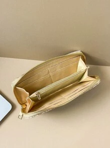 1個pu皮質時尚拉鍊長夾,適用於女性日常使用或送禮日期 - 棕色 - 查看 9