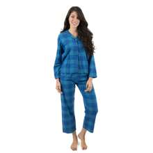 Famjams Womens Flannel Pajamas 2 Piece Christmas Pajama Set Size X-Small-XX-Large - Kẻ sọc xanh/hải quân - Xem 1