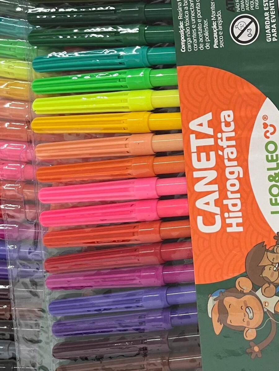 Canetinha Escolar Hidrográfica 24 cores Leo&Leo Hidrocolor - Multicolorido - Visão 1