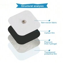 10入組2x2英寸正方形可重複使用的無紡布水凝膠電極貼片,長壽命3.5毫米按鈕式電極貼片,tens Ems肌肉刺激器用於按摩機 - 10pieces 5x5cm - 查看 4