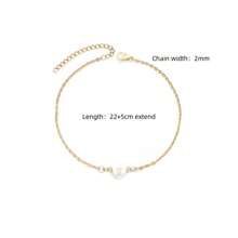 1pc Stainless Steel Initial Pendant Link Chain Anklet For Women - Yellow Gold - View 2