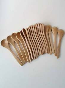 50/20/10/6件套木柄勺、汤勺、咖啡勺、蜂蜜和果酱勺、家庭/咖啡/创意餐勺、学校用品 - 米色 - 查看 11