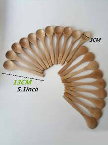 50/20/10/6件套木柄勺、汤勺、咖啡勺、蜂蜜和果酱勺、家庭/咖啡/创意餐勺、学校用品 - 米色 - 查看 4