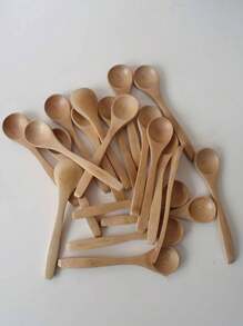 50/20/10/6件套木柄勺、汤勺、咖啡勺、蜂蜜和果酱勺、家庭/咖啡/创意餐勺、学校用品 - 米色 - 查看 10