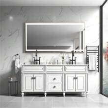 96in. W X 36 In. H Super Bright Led Bathroom Mirror With Lights; Metal Frame Mirror Wall Mounted Lighted Vanity Mirrors For Wall; Anti Fog Dimmable Led Mirror For Makeup - Gold - View 1