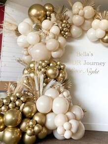 WellParti 112Pcs Sand White Gold Color Balloons Garland Arch Wedding Adult Birthday Party Decoration
