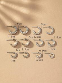 6 Pairs Of Geometric And Creative, Fashionable, Cold-Toned, Minimalist, Versatile, Exquisite And Delicate Earrings, Suitable For Women For Daily Wear. - Silver - View 5