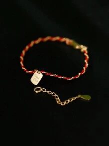 BALMORA 1個優雅的s925純銀紅色手織手繩手鍊,好運吊牌手鍊禮物適用於女孩/女性/女友/母親