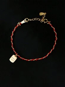 BALMORA 1個優雅的s925純銀紅色手織手繩手鍊,好運吊牌手鍊禮物適用於女孩/女性/女友/母親
