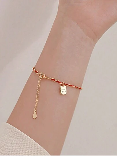 BALMORA 1 Pieza Pulsera Elegante Tejida A Mano De Cuerda Roja Con Etiqueta Colgante De Buena Suerte De Plata Esterlina S925 Para Mujer, Regalo Para Niña/mujer/novia/madre