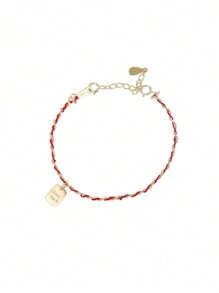 BALMORA 1個優雅的s925純銀紅色手織手繩手鍊,好運吊牌手鍊禮物適用於女孩/女性/女友/母親