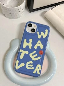 1pc Universal Frame Airbag - Blue Twisted English Letters Phone Case Compatible With IPhone, Huawei, Samsung, Xiaomi, Redmi - Multicolor - View 4