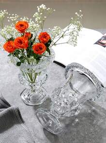 1pc Transparent Glass Flower Vase Gifts Birthday Graduation Home Decor Room Decor Glass Vase
