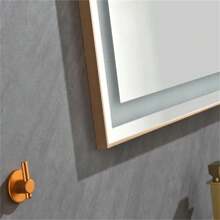 96in. W X 36 In. H Super Bright Led Bathroom Mirror With Lights; Metal Frame Mirror Wall Mounted Lighted Vanity Mirrors For Wall; Anti Fog Dimmable Led Mirror For Makeup - Gold - View 3