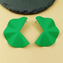 1對女士新款樹脂花耳環,簡約時尚設計,適用於日常佩戴 - 綠色 - 查看 1