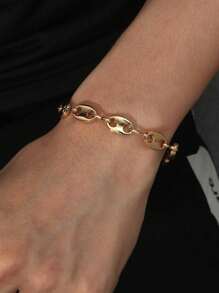 Men's Coffee Bean Link Bracelet, For Jewelry Gift And Party - Silver - View 7